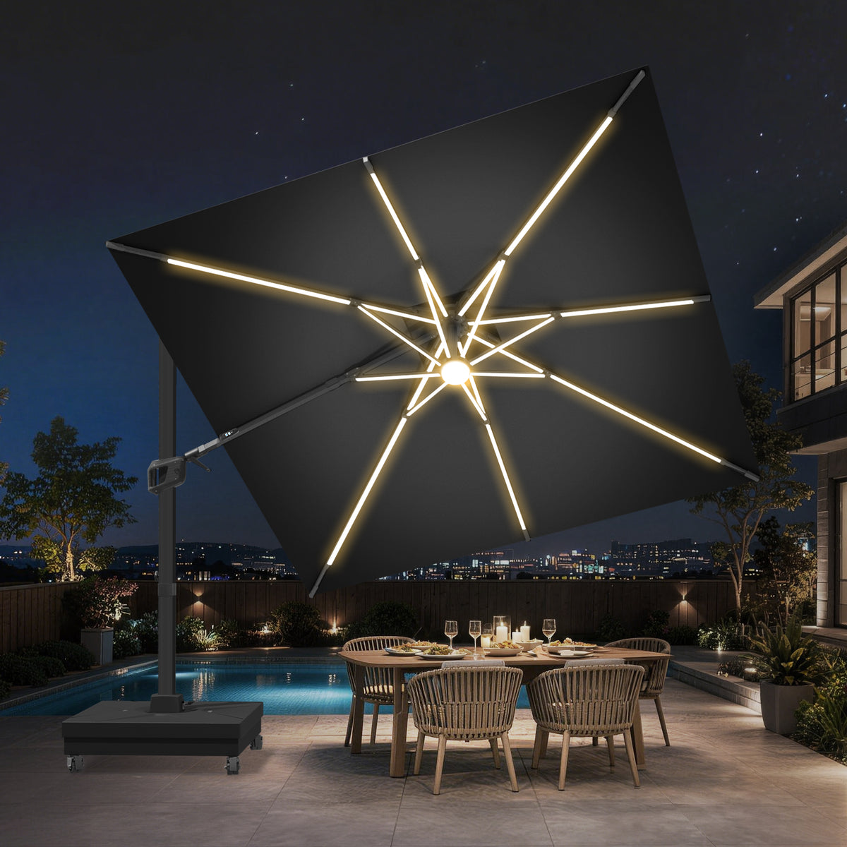 Patioslife Signature Series Rotating Cantilever Patio Umbrella with Adjustable Tilt for Garden & Poolside