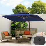 Patioslife Aegis Pro™ Premium Heavy-Duty Cantilever Umbrella with LED Strip Lights & Cover – 360° Rotation, Double-Top, Wind-Resistant for Outdoor Living