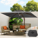 Patioslife Aegis Pro™ Premium Heavy-Duty Cantilever Umbrella with LED Strip Lights & Cover – 360° Rotation, Double-Top, Wind-Resistant for Outdoor Living
