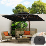 Patioslife Aegis Pro™ Premium Heavy-Duty Cantilever Umbrella with LED Strip Lights & Cover – 360° Rotation, Double-Top, Wind-Resistant for Outdoor Living