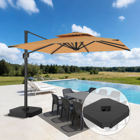 Patioslife Aegis Pro™ Cantilever Umbrella with Base & Protective Cover — Fibreglass Ribs & Powder-Coated Aluminium Pole for Garden & Patio