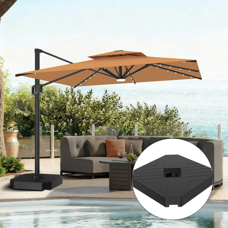 Patioslife Aegis Pro Cantilever Umbrella with LED Lights and Cover, Reinforced & Powder-Coated Aluminium Ribs and Pole — Perfect for Garden & Patio