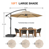 Patioslife 10ft Cantilever Patio Umbrella with Base – Heavy Duty Offset Outdoor Umbrella for Patio, Backyard, Deck & Poolside