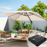 Patioslife Aegis Pro Cantilever Umbrella with LED Lights and Cover, Reinforced & Powder-Coated Aluminium Ribs and Pole — Perfect for Garden & Patio