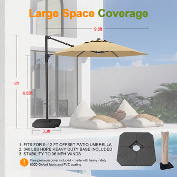 Patioslife Aegis 10ft Round Cantilever Patio Umbrella with solar LED l –  US-Patioslife