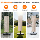 Patioslife Patio Umbrella Cover for 9–13 Ft Offset Cantilever Umbrellas, Heavy Duty Waterproof Outdoor Umbrella Cover with Zipper & Rod, UV Resistant
