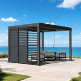 Patioslife Atlantic Series Aluminum Louvered Pergola Side Panel – Adjustable Louver Privacy Wall for Shade, Privacy & Airflow