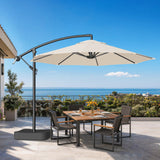 Patioslife 10ft Cantilever Patio Umbrella with Base – Heavy Duty Offset Outdoor Umbrella for Patio, Backyard, Deck & Poolside