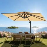Patioslife Aegis Pro™ Cantilever Umbrella with Cross Metal Base, Reinforced & Powder-Coated Aluminium Ribs and Pole, Ideal for Garden & Patio