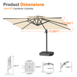 Patioslife Aegis Cantilever Umbrella with Reinforced Aluminum Ribs and Pole for Patios, Gardens & Decks