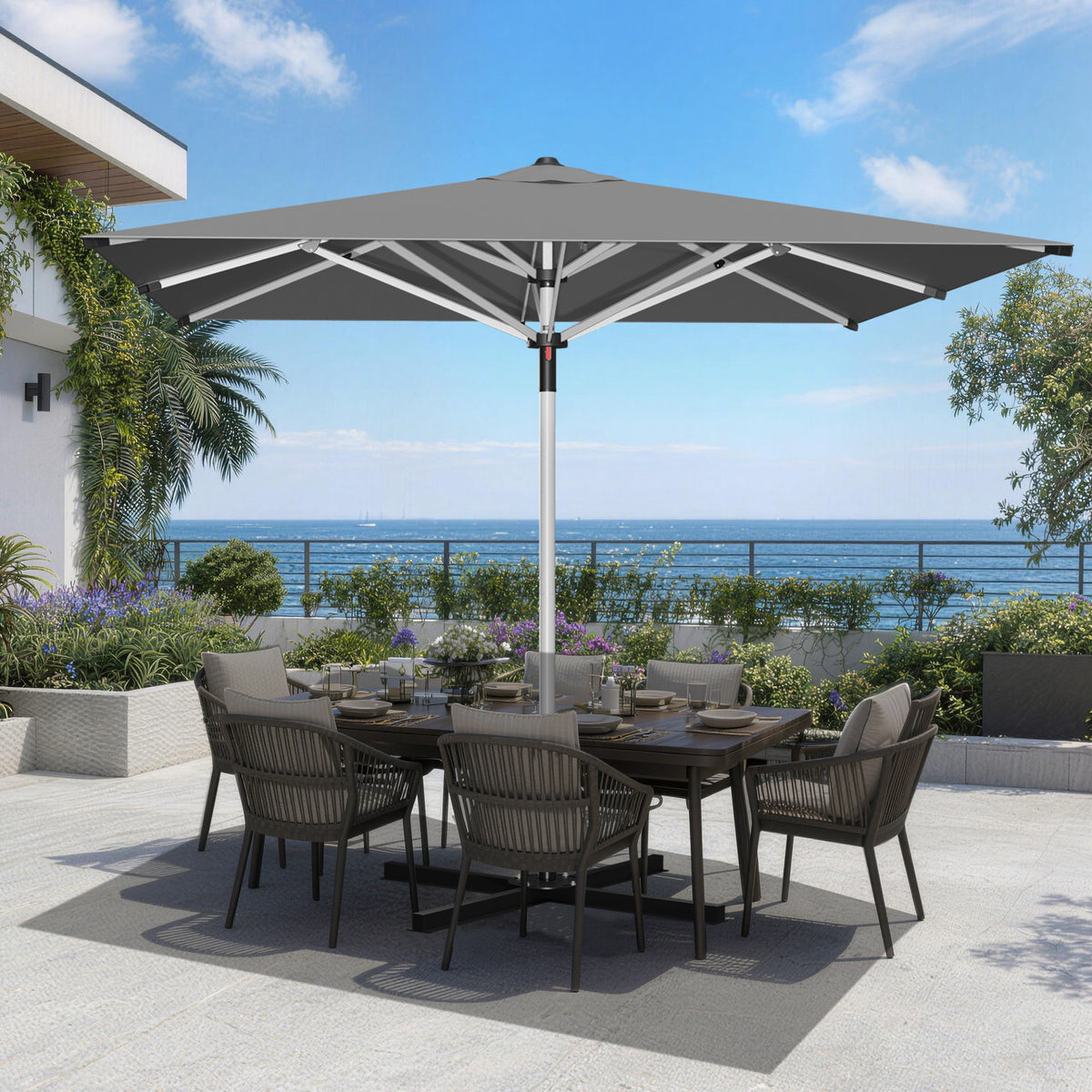 Patioslife 9ft, 10ft & 11ft Patio Umbrella – Round & Square Heavy Duty Aluminum Outdoor Market Umbrella with Double Vented Canopy
