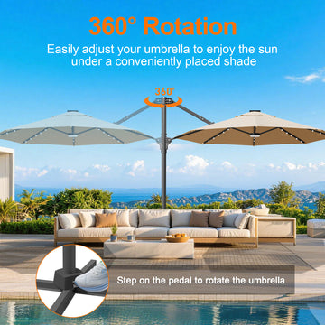 Patioslife Aegis 10ft Round Cantilever Patio Umbrella with solar LED l – US-Patioslife