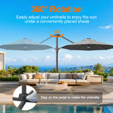 Patioslife Aegis 10ft Round Cantilever Patio Umbrella with solar LED lights | Premium Cover | Large Base
