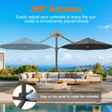 Patioslife Aegis 10ft Round Cantilever Patio Umbrella with solar LED lights | Premium Cover | Large Base