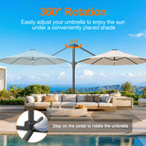 Patioslife Aegis 10ft Round Cantilever Patio Umbrella with solar LED lights | Premium Cover | Large Base