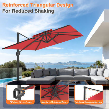 Patioslife Aegis Pro Cantilever Umbrella with Reinforced Aluminum Ribs and Pole for Patios, Gardens & Decks