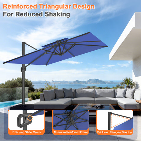 Patioslife Aegis Pro Cantilever Umbrella with Reinforced Aluminum Ribs and Pole for Patios, Gardens & Decks