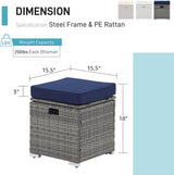 Patioslife Outdoor Ottoman with Storage – Grey PE Rattan Footrest with Thick Cushion for Patio or Pool