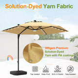 Patioslife Aegis Pro™ All-in-One Shade Round Cantilever Patio Umbrella with solar LED lights | Premium Cover | Large Base