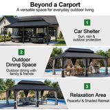 Patioslife All-Weather Aluminum Carport – Steel Roof Canopy for Cars, Motorcycles, RVs & Boats