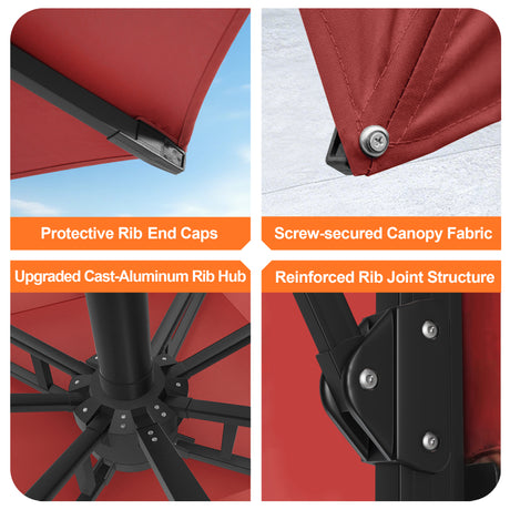 Patioslife Aegis Pro Cantilever Umbrella with Reinforced Aluminum Ribs and Pole for Patios, Gardens & Decks