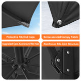 Patioslife Aegis Pro™ Cantilever Umbrella with Cross Metal Base, Reinforced & Powder-Coated Aluminium Ribs and Pole, Ideal for Garden & Patio