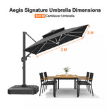 Patioslife Signature Series Rotating Cantilever Patio Umbrella with Adjustable Tilt for Garden & Poolside