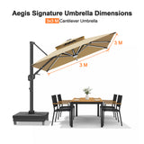Patioslife Signature Series Rotating Cantilever Patio Umbrella with Adjustable Tilt for Garden & Poolside