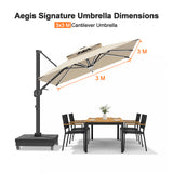 Patioslife Signature Series Rotating Cantilever Patio Umbrella with Adjustable Tilt for Garden & Poolside