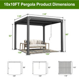Patioslife Atlantic | Metal Louvered Pergola with Adjustable Roof, Freestanding All-Weather Shelter for Deck, Patio & Poolside