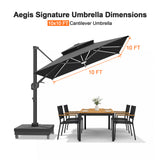 Patioslife Signature Series Rotating Cantilever Patio Umbrella with Adjustable Tilt for Garden & Poolside