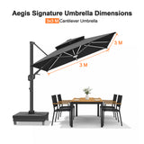 Patioslife Signature Series Rotating Cantilever Patio Umbrella with Adjustable Tilt for Garden & Poolside