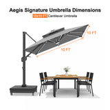 Patioslife Signature Series Rotating Cantilever Patio Umbrella with Adjustable Tilt for Garden & Poolside