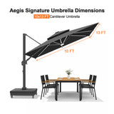 Patioslife Signature Series Rotating Cantilever Patio Umbrella with Adjustable Tilt for Garden & Poolside