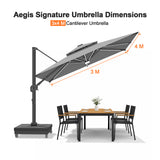 Patioslife Signature Series Rotating Cantilever Patio Umbrella with Adjustable Tilt for Garden & Poolside