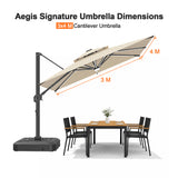Patioslife Signature Series Rotating Cantilever Patio Umbrella with Adjustable Tilt for Garden & Poolside