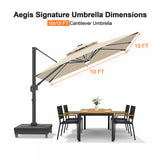 Patioslife Signature Series Rotating Cantilever Patio Umbrella with Adjustable Tilt for Garden & Poolside