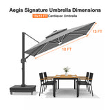 Patioslife Signature Series Rotating Cantilever Patio Umbrella with Adjustable Tilt for Garden & Poolside
