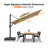 Patioslife Signature Series Rotating Cantilever Patio Umbrella with Adjustable Tilt for Garden & Poolside