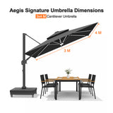 Patioslife Signature Series Rotating Cantilever Patio Umbrella with Adjustable Tilt for Garden & Poolside