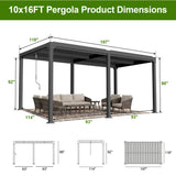 Patioslife Atlantic | Metal Louvered Pergola with Adjustable Roof, Freestanding All-Weather Shelter for Deck, Patio & Poolside