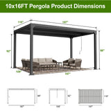 Patioslife Atlantic | Metal Louvered Pergola with Adjustable Roof, Freestanding All-Weather Shelter for Deck, Patio & Poolside