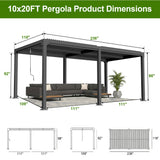 Patioslife Atlantic | Metal Louvered Pergola with Adjustable Roof, Freestanding All-Weather Shelter for Deck, Patio & Poolside