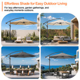 Patioslife 10ft Cantilever Patio Umbrella with Base – Heavy Duty Offset Outdoor Umbrella for Patio, Backyard, Deck & Poolside