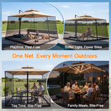 Patioslife Mosquito Net for Cantilever Patio Umbrella – Zippered Bug Netting Enclosure with Weighted Hem, Fits 8–13 ft Umbrellas