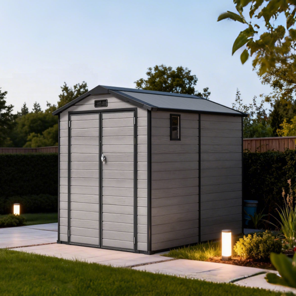 Patioslife YardVault Outdoor Storage Shed with Floor, All-Weather Resin Shed for Tools, Bikes & Lawn Equipment