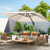 Patioslife Aegis Pro Cantilever Umbrella with LED Lights and Cover, Reinforced & Powder-Coated Aluminium Ribs and Pole — Perfect for Garden & Patio