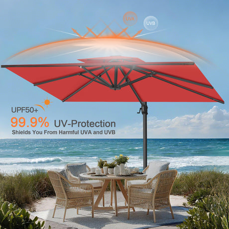 Patioslife Aegis Pro Cantilever Umbrella with Reinforced Aluminum Ribs and Pole for Patios, Gardens & Decks