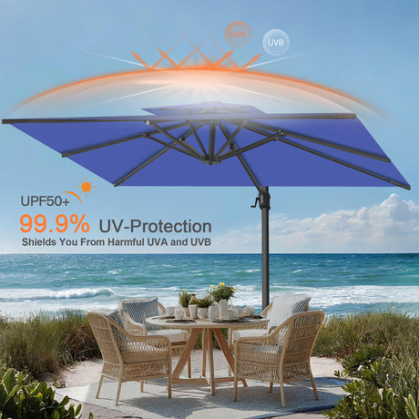 Patioslife Aegis Pro Cantilever Umbrella with Reinforced Aluminum Ribs and Pole for Patios, Gardens & Decks