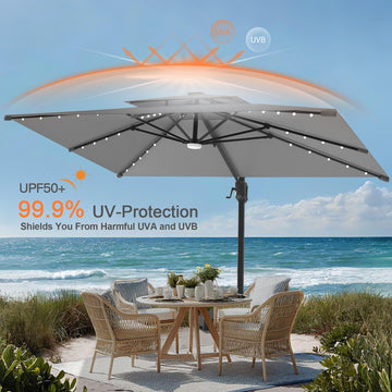 everhome patio umbrella Patioslife Aegis Pro Cantilever Umbrella with Built-In LED Lights and – US-Patioslife